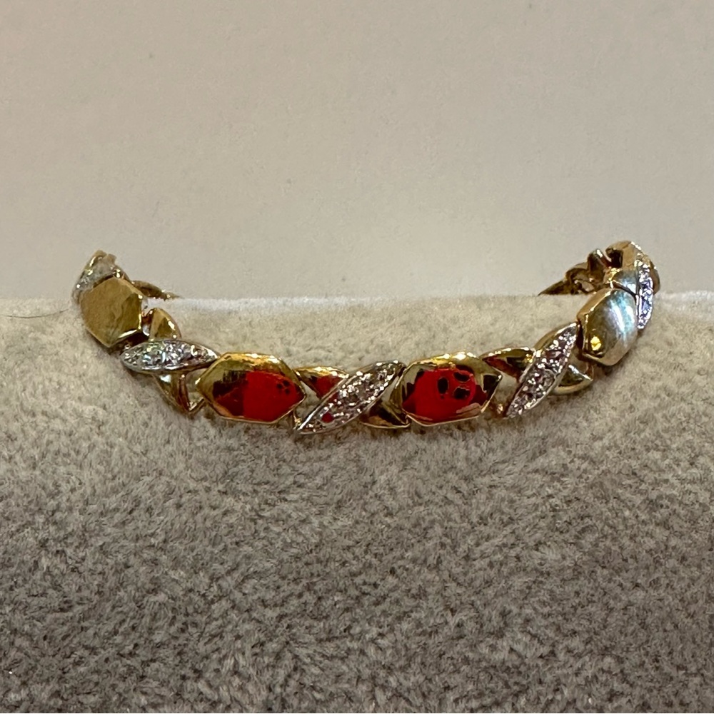 NWT Sterling Silver .925 Vermeil Gold Bracelet- “XO” design - silver accents